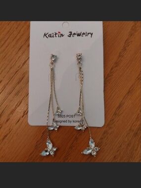 Silver Aquamarine Crystal Drop Earrings